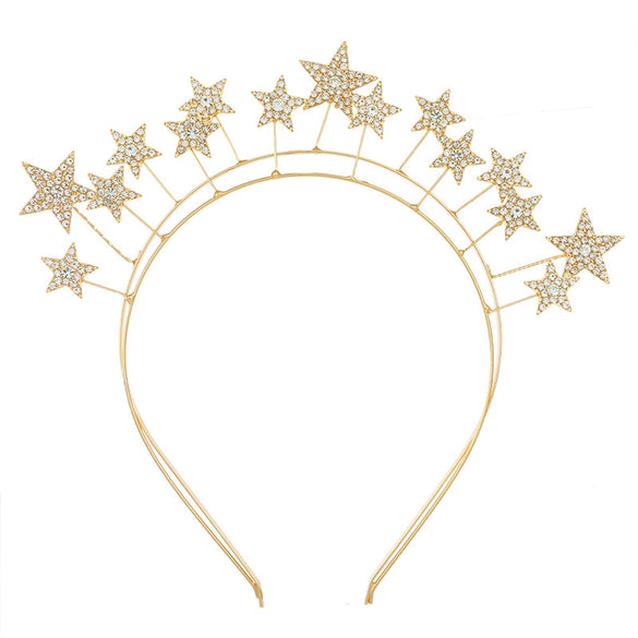 Wholesale Women's Alloy Bridal Headband With Double Layer Star Design Letter Text Flower Pattern And Electroplating Treatment