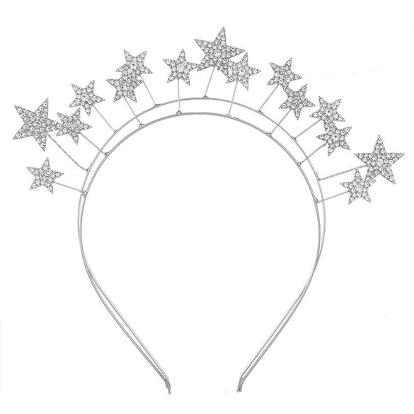 Wholesale Women's Alloy Bridal Headband With Double Layer Star Design Letter Text Flower Pattern And Electroplating Treatment