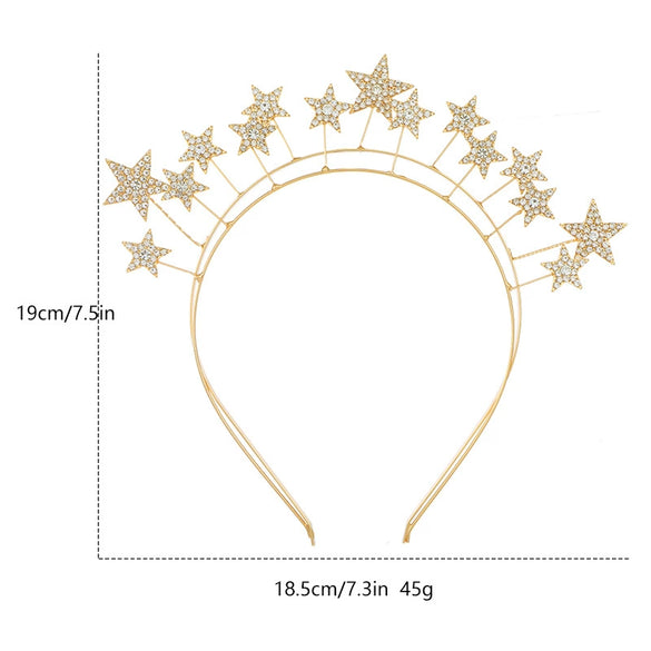 Wholesale Women's Alloy Bridal Headband With Double Layer Star Design Letter Text Flower Pattern And Electroplating Treatment