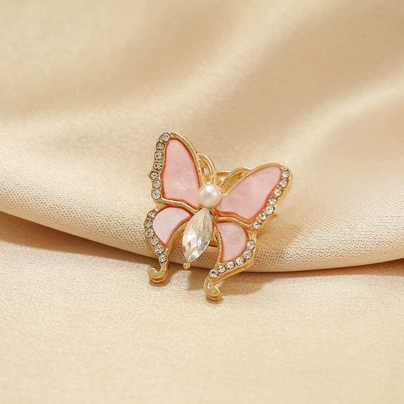 Wholesale Women's Alloy Butterfly Flower Antiexposure Brooch With Electroplating Treatment