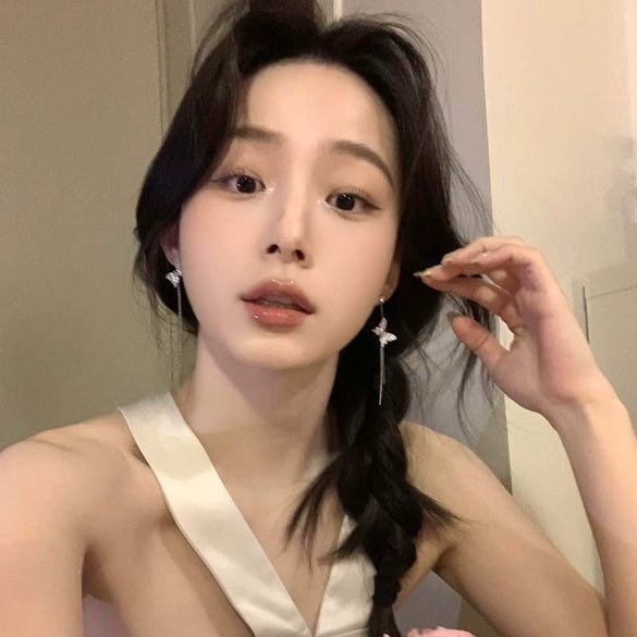 Wholesale Women's Alloy Butterfly Tassel Earrings With Insect Pattern And Electroplating Treatment