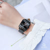 Wholesale Women's Alloy Case Genuine Leather Strap Rectangle Dial Retro Fashion Waterproof Quartz Watch With Rose Gold Clasp