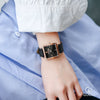 Wholesale Women's Alloy Case Genuine Leather Strap Rectangle Dial Retro Fashion Waterproof Quartz Watch With Rose Gold Clasp