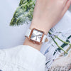 Wholesale Women's Alloy Case Genuine Leather Strap Rectangle Dial Retro Fashion Waterproof Quartz Watch With Rose Gold Clasp