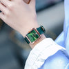 Wholesale Women's Alloy Case Genuine Leather Strap Rectangle Dial Retro Fashion Waterproof Quartz Watch With Rose Gold Clasp