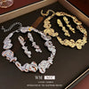 Wholesale Women's Alloy Clavicle Chain Necklace With Irregular Fold Metal Stitching And Geometric Pattern Electroplated