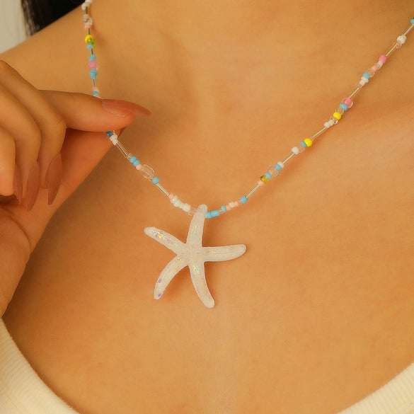 Wholesale Women's Alloy Clavicle Chain With Starfish Pendant And Electroplating Treatment Animal Style Jewelry