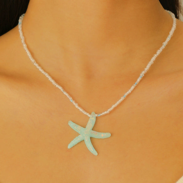 Wholesale Women's Alloy Clavicle Chain With Starfish Pendant And Electroplating Treatment Animal Style Jewelry