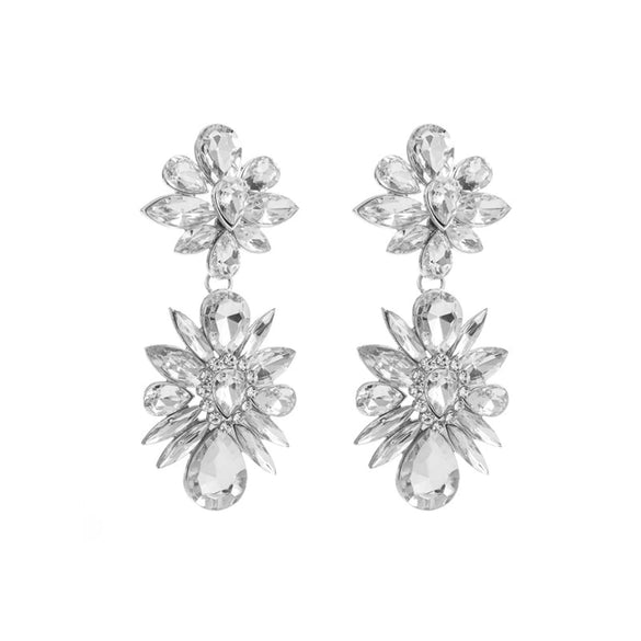 Wholesale Women's Alloy Colored Diamond Flower Earrings