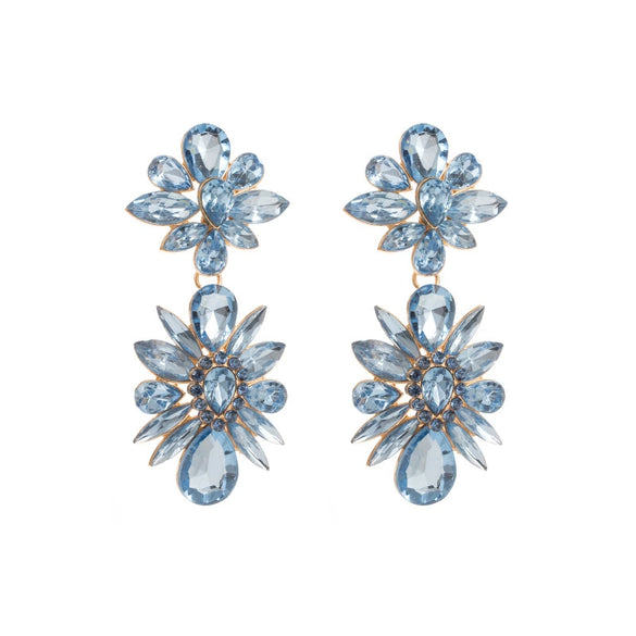 Wholesale Women's Alloy Colored Diamond Flower Earrings