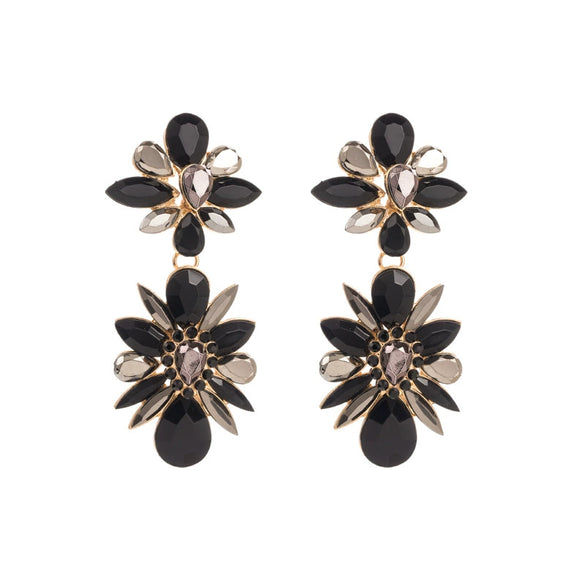 Wholesale Women's Alloy Colored Diamond Flower Earrings