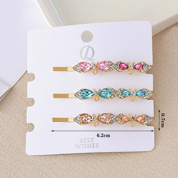 Wholesale Women's Alloy Colorful Crystal Bow Flower And Butterfly Rhinestone Side Hair Clip With Electroplating Cartoon Style