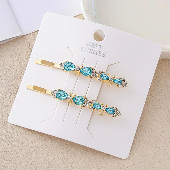 Wholesale Women's Alloy Colorful Crystal Bow Flower And Butterfly Rhinestone Side Hair Clip With Electroplating Cartoon Style