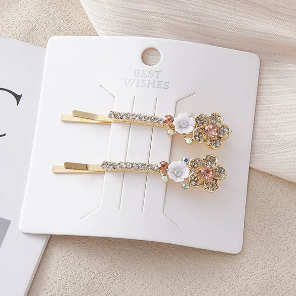 Wholesale Women's Alloy Colorful Crystal Bow Flower And Butterfly Rhinestone Side Hair Clip With Electroplating Cartoon Style