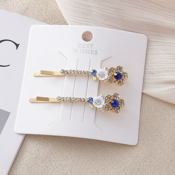Wholesale Women's Alloy Colorful Crystal Bow Flower And Butterfly Rhinestone Side Hair Clip With Electroplating Cartoon Style