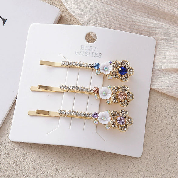 Wholesale Women's Alloy Colorful Crystal Bow Flower And Butterfly Rhinestone Side Hair Clip With Electroplating Cartoon Style