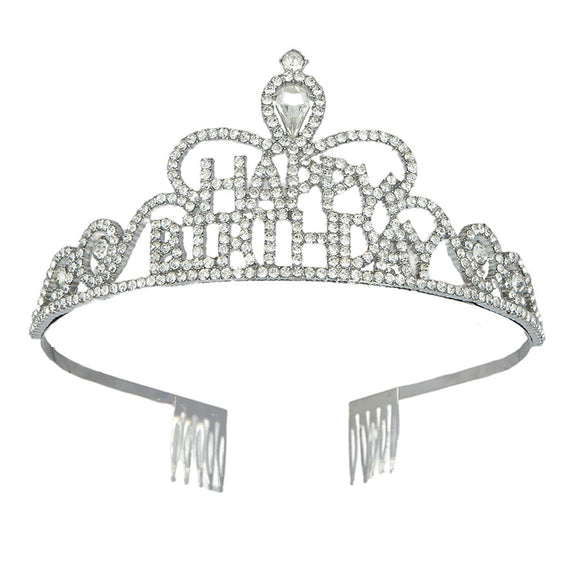 Wholesale Women's Alloy Crystal Crown Headband With Letters Electroplated Hair Accessories