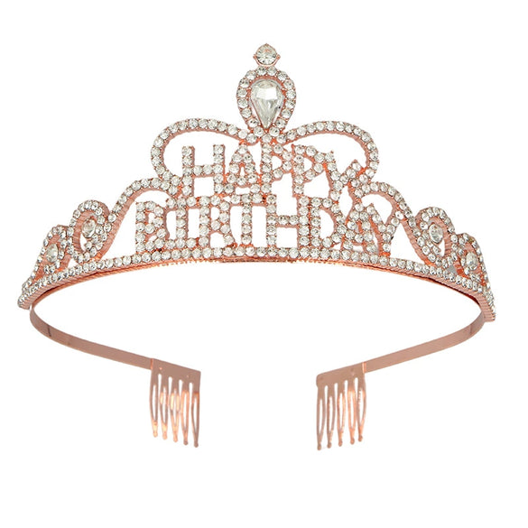 Wholesale Women's Alloy Crystal Crown Headband With Letters Electroplated Hair Accessories
