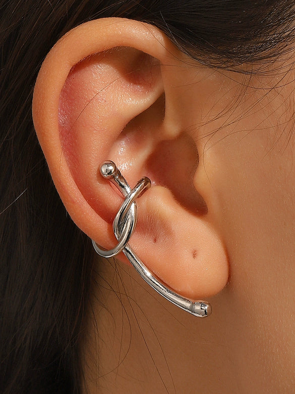 Wholesale Women's Alloy Cshaped Opening Irregular Lava Ear Clip With Electroplating And Geometric Design For Nonpierced Ears