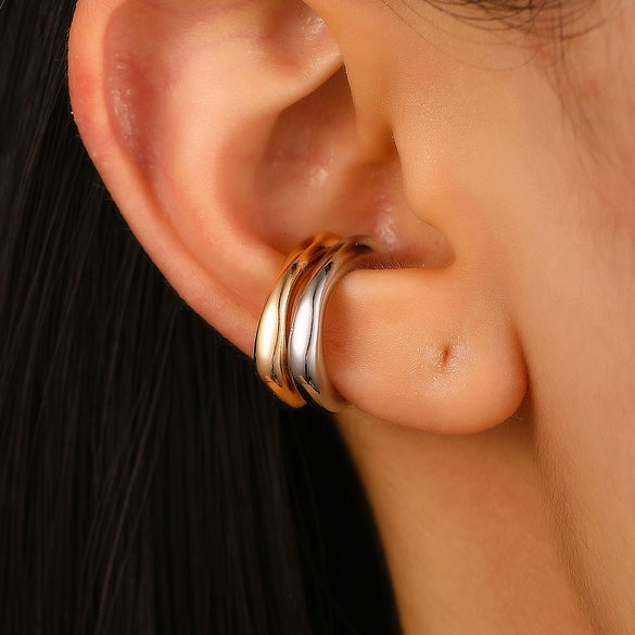 Wholesale Women's Alloy Cshaped Opening Irregular Lava Ear Clip With Electroplating And Geometric Design For Nonpierced Ears
