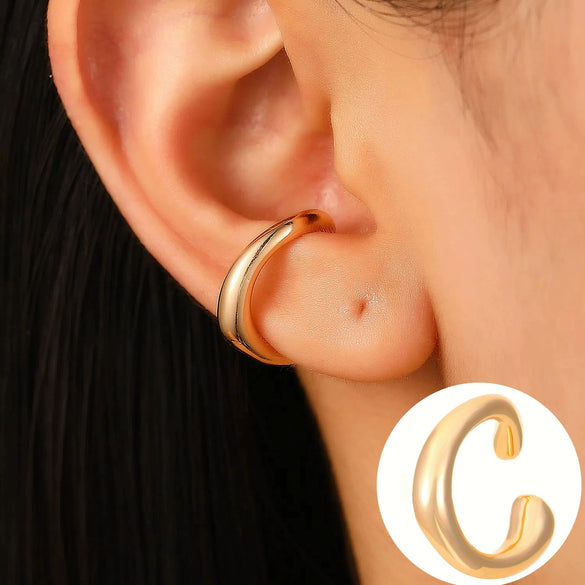 Wholesale Women's Alloy Cshaped Opening Irregular Lava Ear Clip With Electroplating And Geometric Design For Nonpierced Ears