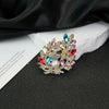 Wholesale Women's Alloy Diamond Crystal Pearl Flower Shaped Brooch With Electroplating