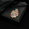 Wholesale Women's Alloy Diamond Crystal Pearl Flower Shaped Brooch With Electroplating