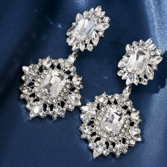 Wholesale Women's Alloy Diamond Drop Shape Creative Exaggerated Personality Earrings