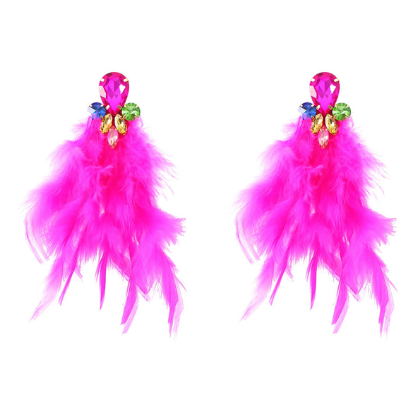 Wholesale Women's Alloy Diamond Geometric Flower Tassel Feather Earrings