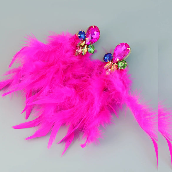 Wholesale Women's Alloy Diamond Geometric Flower Tassel Feather Earrings