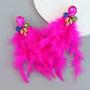 Wholesale Women's Alloy Diamond Geometric Flower Tassel Feather Earrings