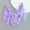 Wholesale Women's Alloy Diamond Geometric Flower Tassel Feather Earrings