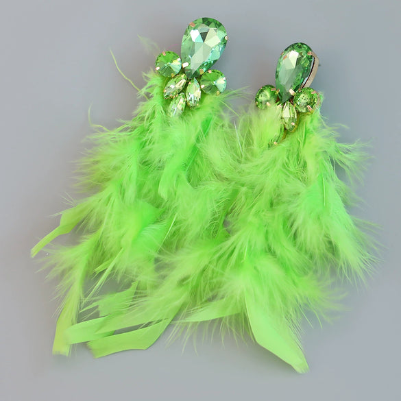 Wholesale Women's Alloy Diamond Geometric Flower Tassel Feather Earrings