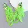 Wholesale Women's Alloy Diamond Geometric Flower Tassel Feather Earrings