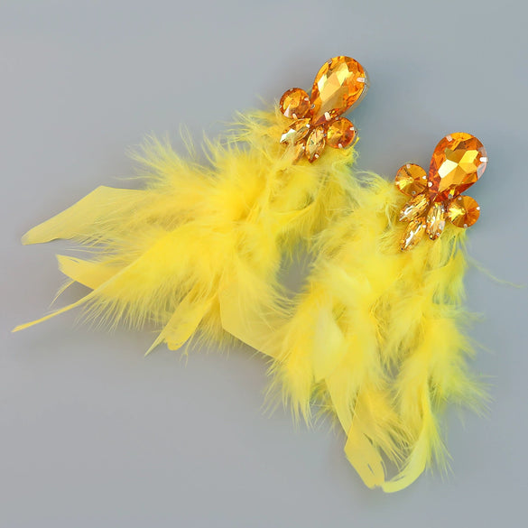 Wholesale Women's Alloy Diamond Geometric Flower Tassel Feather Earrings