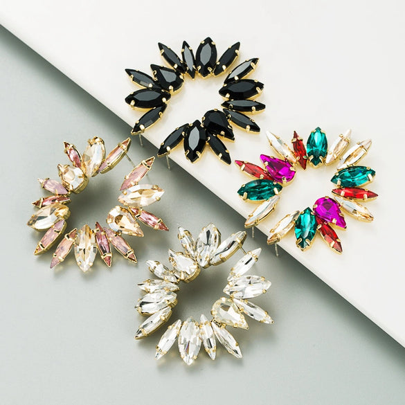 Wholesale Women's Alloy Diamond S925 Silver Needle Floral Rhinestone Earrings
