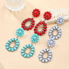 Wholesale Women's Alloy Dropshaped Geometric And Flower Earrings With Electroplating Treatment