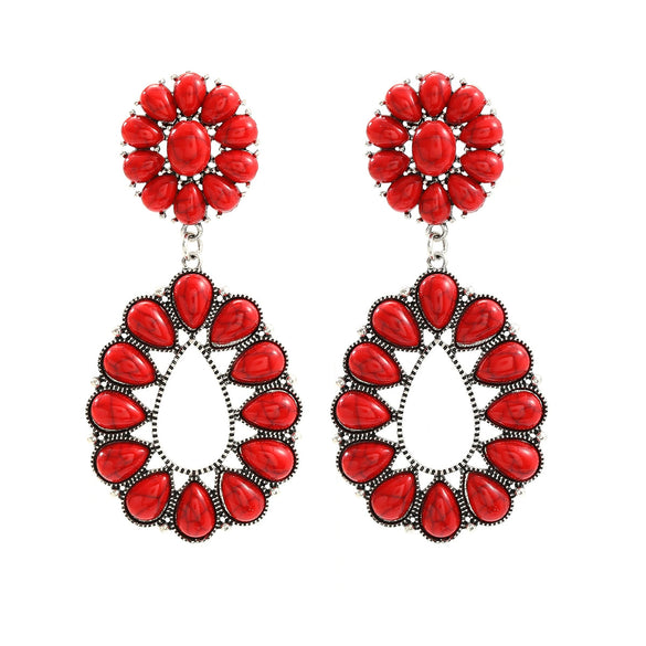 Wholesale Women's Alloy Dropshaped Geometric And Flower Earrings With Electroplating Treatment