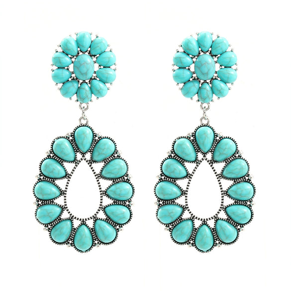 Wholesale Women's Alloy Dropshaped Geometric And Flower Earrings With Electroplating Treatment