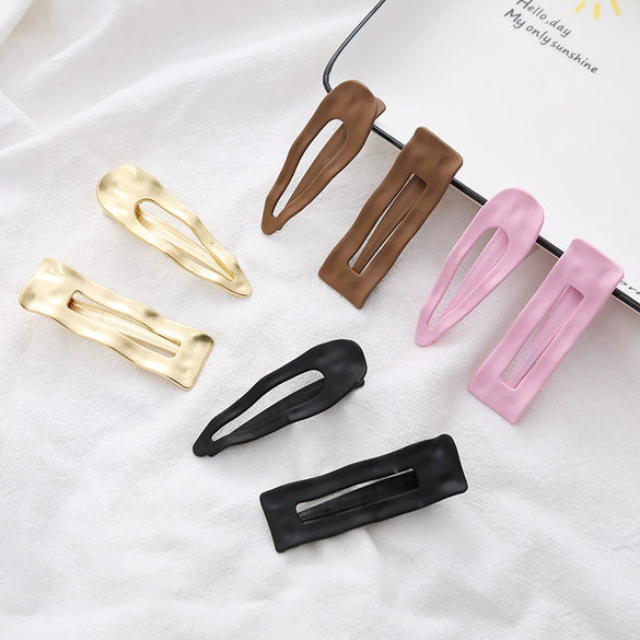 Wholesale Women's Alloy Duckbill Hairpin Simple Matte Gold Candy Color Baking Paint Headwear