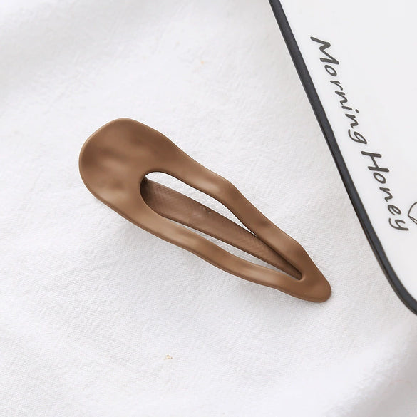 Wholesale Women's Alloy Duckbill Hairpin Simple Matte Gold Candy Color Baking Paint Headwear