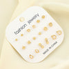 Wholesale Women's Alloy Earrings And Ring Set With Golden Pearl And Rhinestone Geometric Heart Letter Number And Text Patterns Electroplated