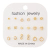 Wholesale Women's Alloy Earrings And Ring Set With Golden Pearl And Rhinestone Geometric Heart Letter Number And Text Patterns Electroplated