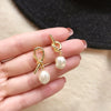 Wholesale Women's Alloy Earrings Cold Style Asymmetric Pearl Natural Geometric Electroplated