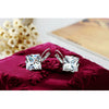 Wholesale Women's Alloy Earrings With Square Shape And Flower Pattern Inlaid With Zircon
