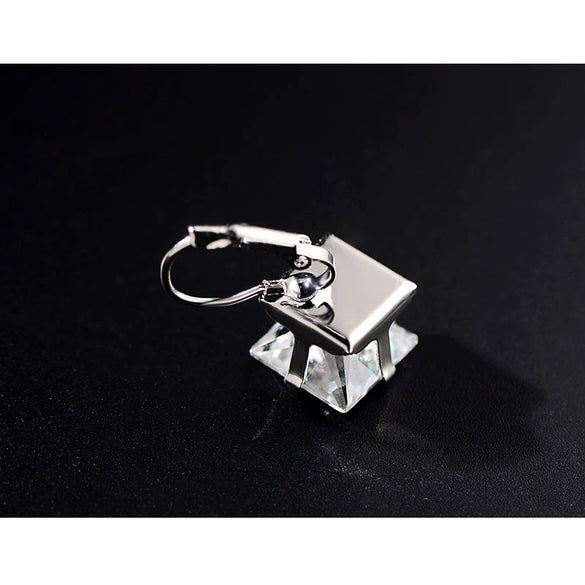 Wholesale Women's Alloy Earrings With Square Shape And Flower Pattern Inlaid With Zircon