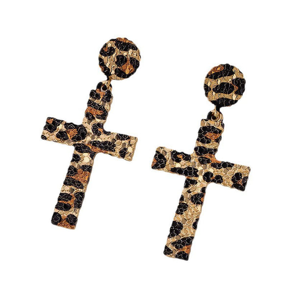 Wholesale Women's Alloy Electroplated Baroque Cross Earrings