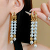Wholesale Women's Alloy Electroplated Flower Pattern Light Luxury High Sense French Tassel Earrings