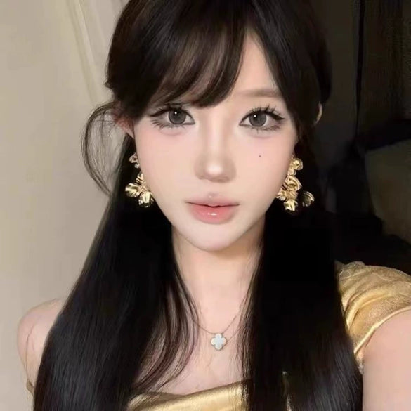 Wholesale Women's Alloy Electroplated Flower Pattern Light Luxury High Sense French Tassel Earrings