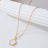 Wholesale Women's Alloy Electroplated Flower Pattern Pendant Necklace With Motherofpearl Inlay